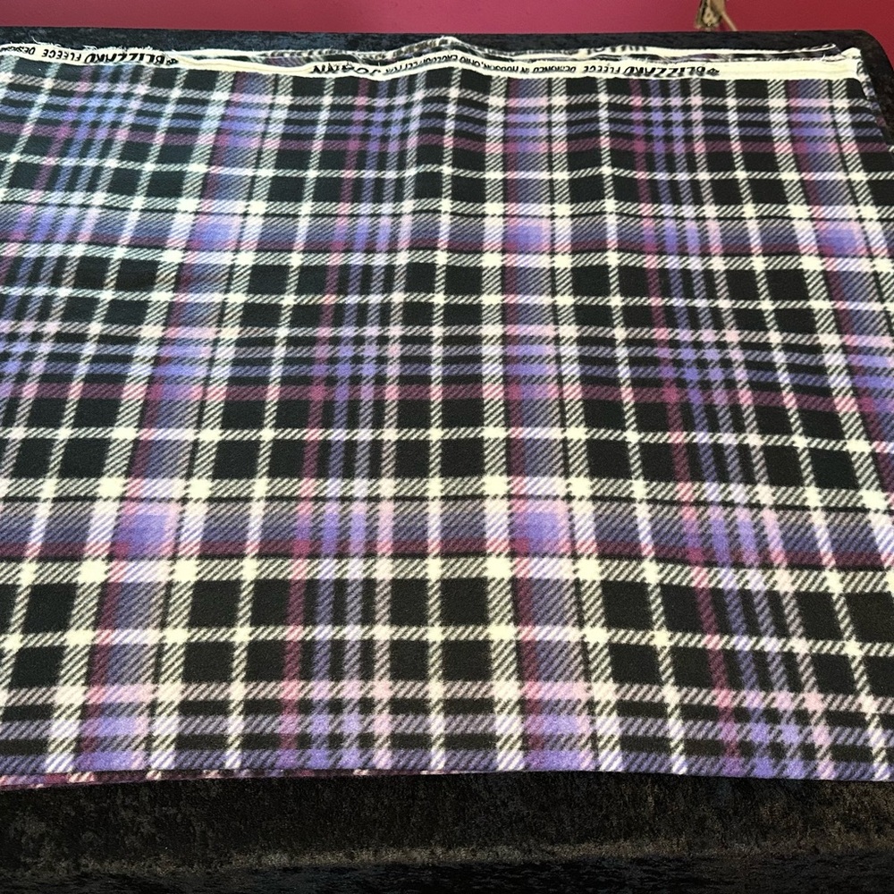 Elegant Purple and Black Plaid Fabric